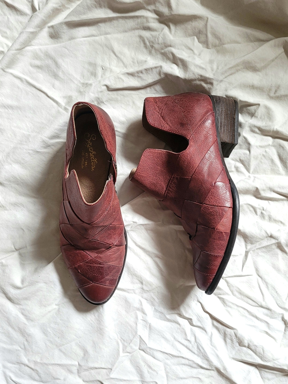Seychelles Women's Burgundy Leather Cutout Booties